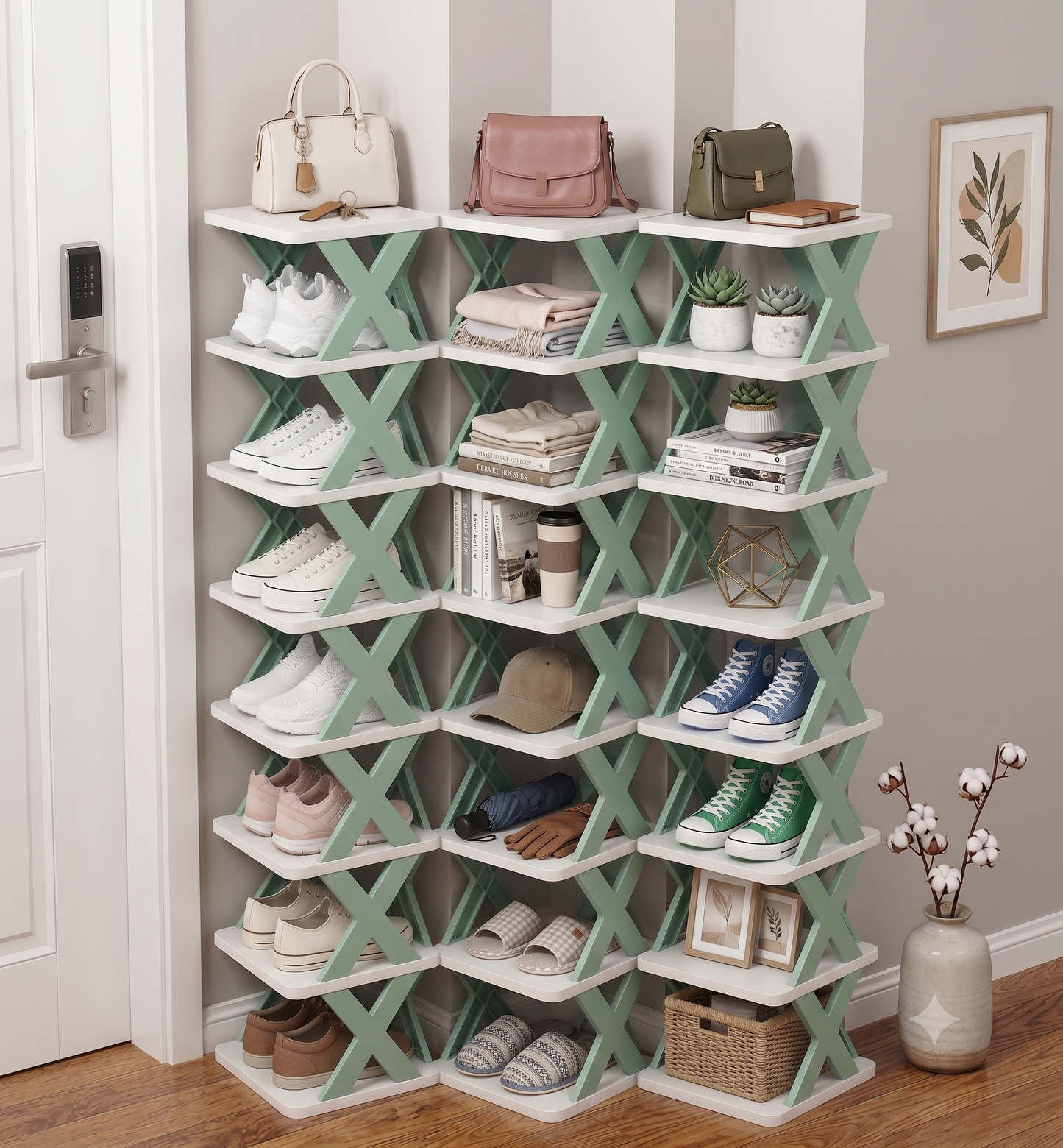 X-Shaped Shoe Rack